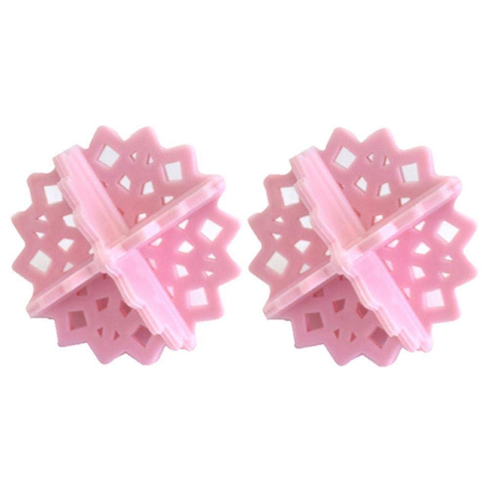 Washing Machine Hair Removal Device Clothes Clean Laundry Ball Retaining Filter Snowflake Hollowed Out Anti-Winding Laundry Ball,2pcs Pink,China
