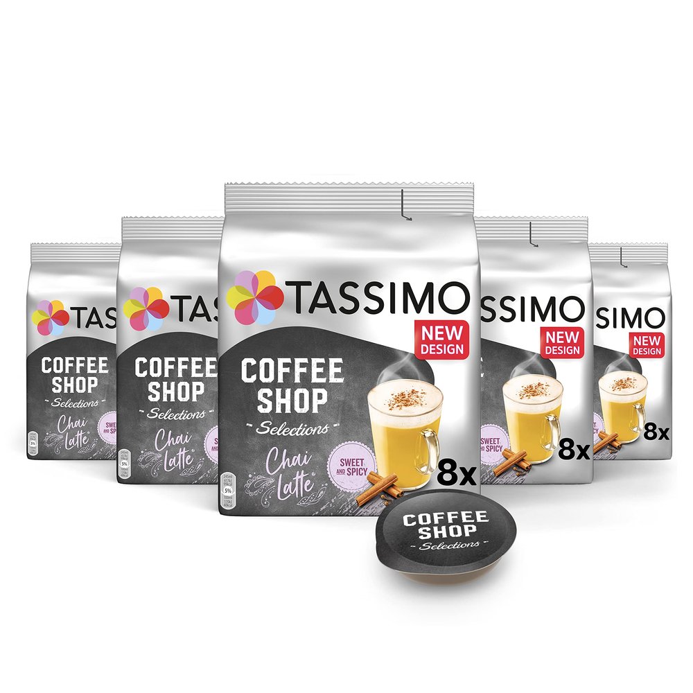 Tassimo Coffee Shop Selections Chai Latte Coffee Pods x8 (Pack of 5, Total 40 Drinks)