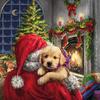 20 Christmas Napkins with Small Dog Santa Claus 33 x 33 cm view 1