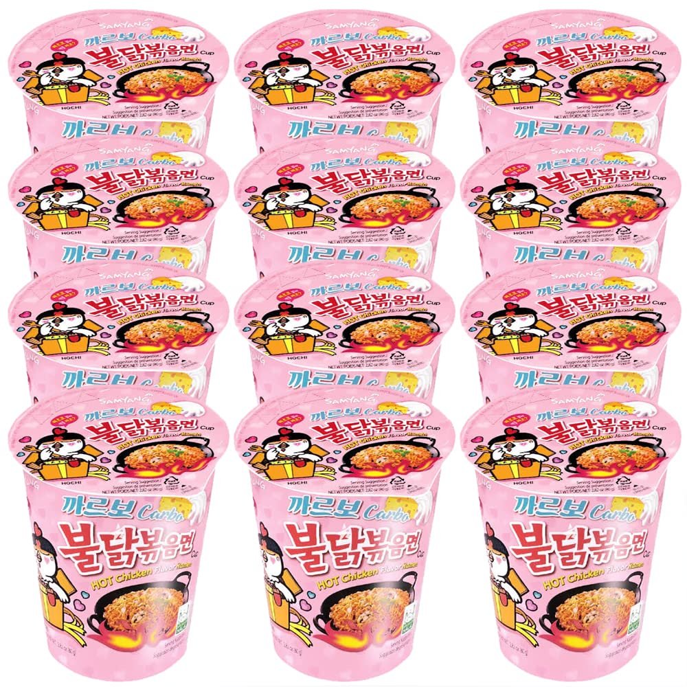 WaNaHong Samyang Hot Chicken Flavour Carbonara Ramen Cup (Pack of 12 Cup)