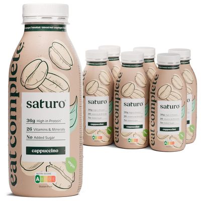 Saturo Meal Replacement Shake Cappuccino | 36 g Protein, sugar-free, 400 kcal | Drinkable Food with Valuable Nutrients | 6 x 400 ml