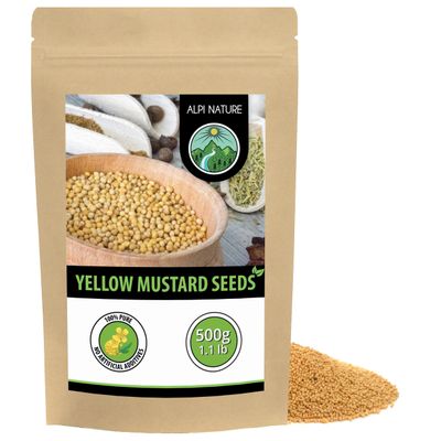 Alpi Nature Mustard Seeds Yellow White 500g 1.1 lb, White Yellow Mustard Seeds 1-2mm