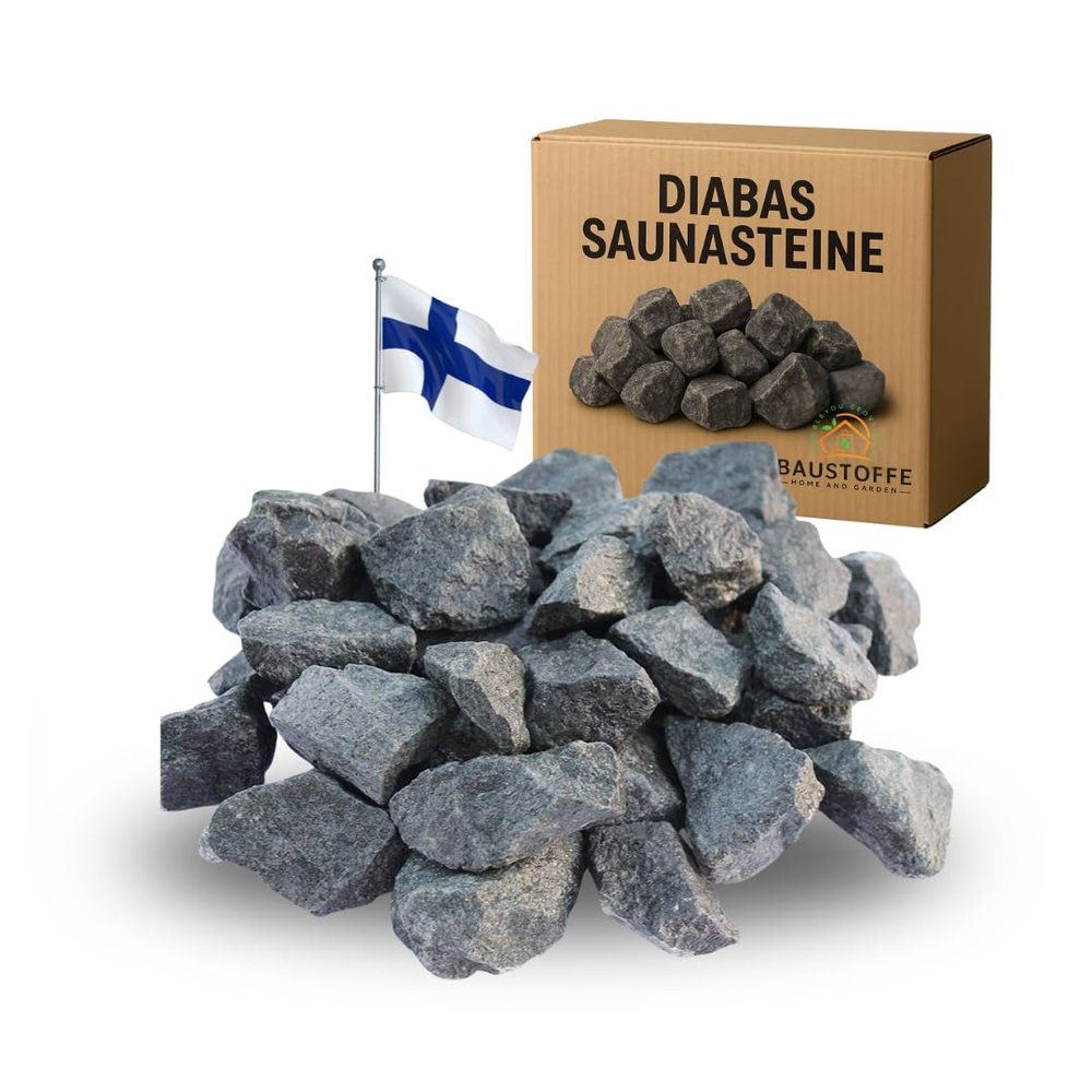 Sauna Stones Premium Pre-Washed Diabas for All Sauna Stoves Heat Resistant Grain 50 - 80 mm