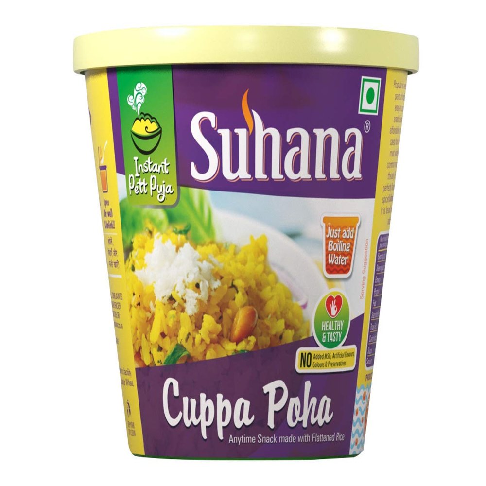 Suhana Cuppa Poha Ready to Eat Instant Breakfast/Ready Meal- Pack of 6
