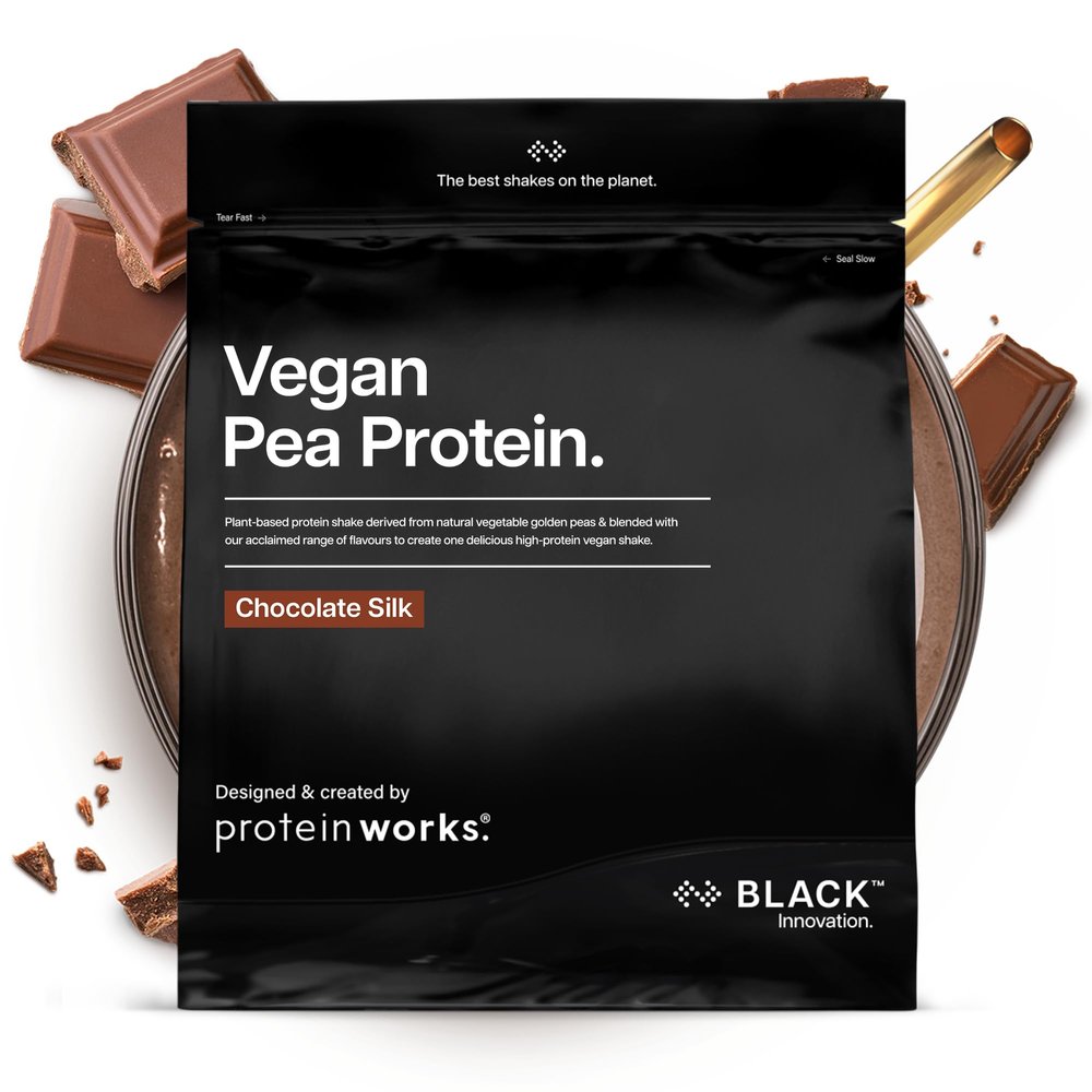 Protein Works | Vegan Pea Protein - Black Innovation, Chocolate Silk, Premium Vegan Protein, Pea Protein Isolate, 24g Protein Per Serving, Low Fat, Low Carbs, Plant-Based & Natural, 33 Servings, 1kg