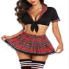 ADOME Women Schoolgirl Lingerie Roleplay Lingerie Set Sexy Student Costumes - Black - XL view 1