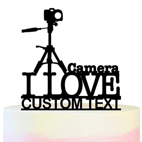Innovedesire Personalized Name I Love Camera Party Wedding Birthday Acrylic Cake Topper Cupcake Toppers Decor Set 11 pcs