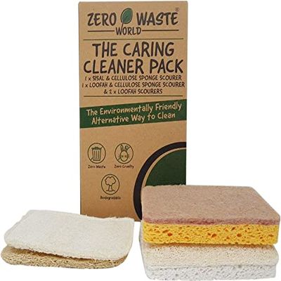 ZERO WASTE WORLD Eco Sponge-eco Friendly Washing up sponges, Natural Cleaning Products for Home ,Non Scratch