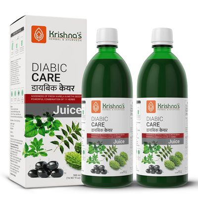KRISHNA'S HERBAL & AYURVEDA Diabic Care Juice - 500 ml (Pack Of 2) | Blend Of 11 Herbs Methi, Amla, Karela, Jamun, Kutki, Guduchi & 5 Other Herbs To Manage Sugar Levels