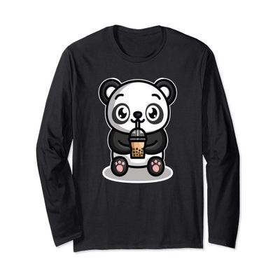 Bubble Boba Tea Kawaii Panda Bear Tapioca Milk Tea Gift Long Sleeve T-Shirt