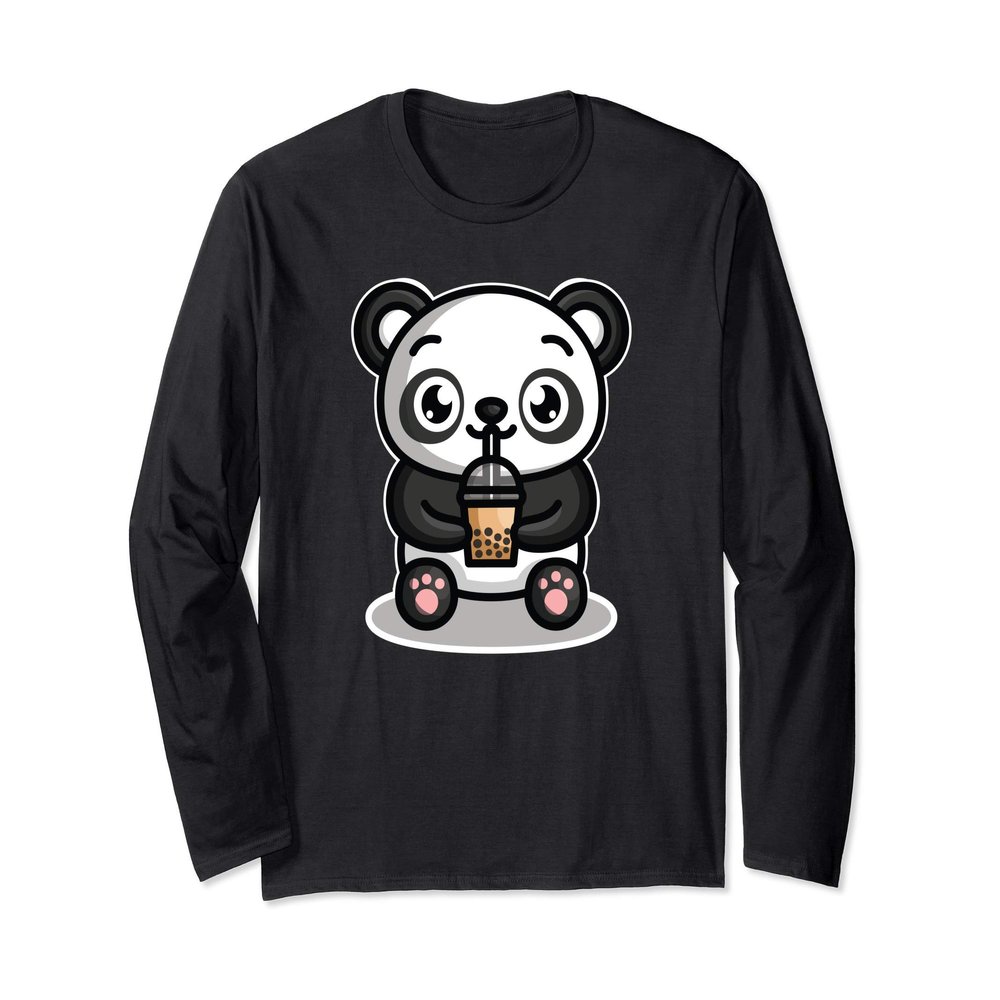 Bubble Boba Tea Kawaii Panda Bear Tapioca Milk Tea Gift Long Sleeve T-Shirt