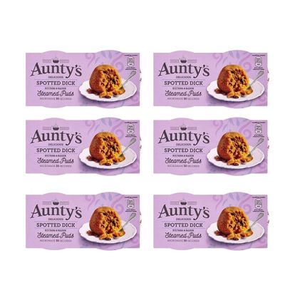 Bundle of 6 x 2pack Auntys Spotted Dick Steamed Puddings - 95g ea