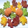 12x Autumn Fall Maple Leaves Pumpkins Edible Cupcake Toppers Decorations Autumn Wedding Cake Harvest Thanksgiving view 1