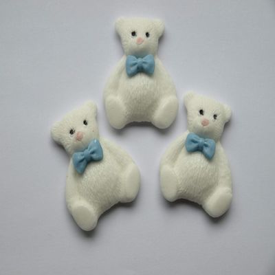 12x Teddy Bears Cupcake Toppers Edible White Polar Bears Cake Decorations Baby Shower, Birthday Christening