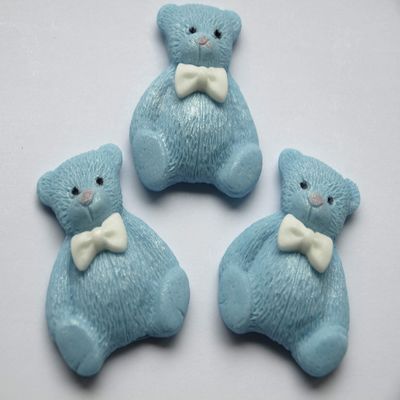 12x BlueTeddy Bears Sugar Cupcake Decorations Cake Toppers Baby Shower Birthday Christening