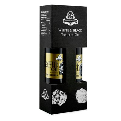 Black & White Truffle Oil Set (250ml) by InterGourmandise - Vegan, Vegetarian, Kosher & Gluten Free - in a Presentation Gift Box Pack Set
