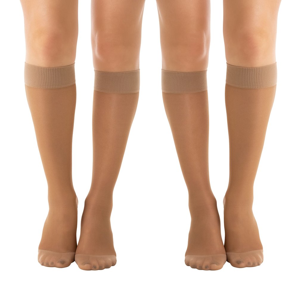 Relaxsan Basic 850P (2 Pairs - Beige 2/M) Compression Socks for Women, Knee High Socks 22-27 mmHg