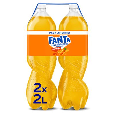 Fanta Orange, Zero Added Sugars, Pack 2 Bottles of 2L