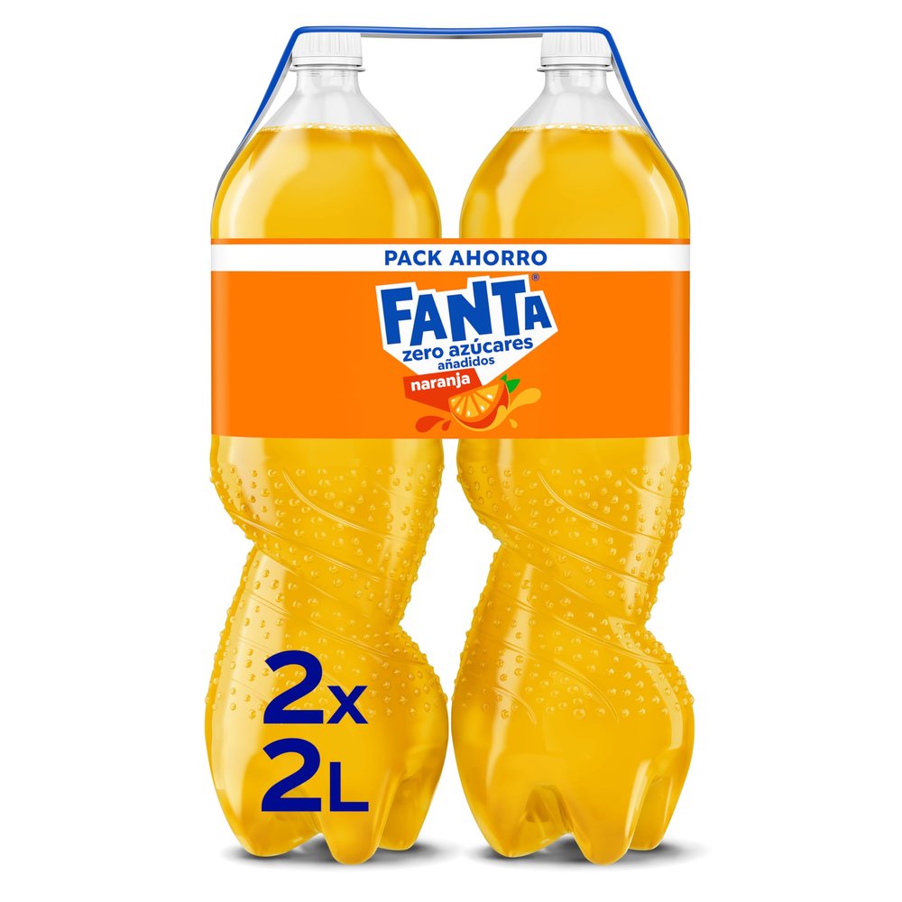 Fanta Orange, Zero Added Sugars, Pack 2 Bottles of 2L