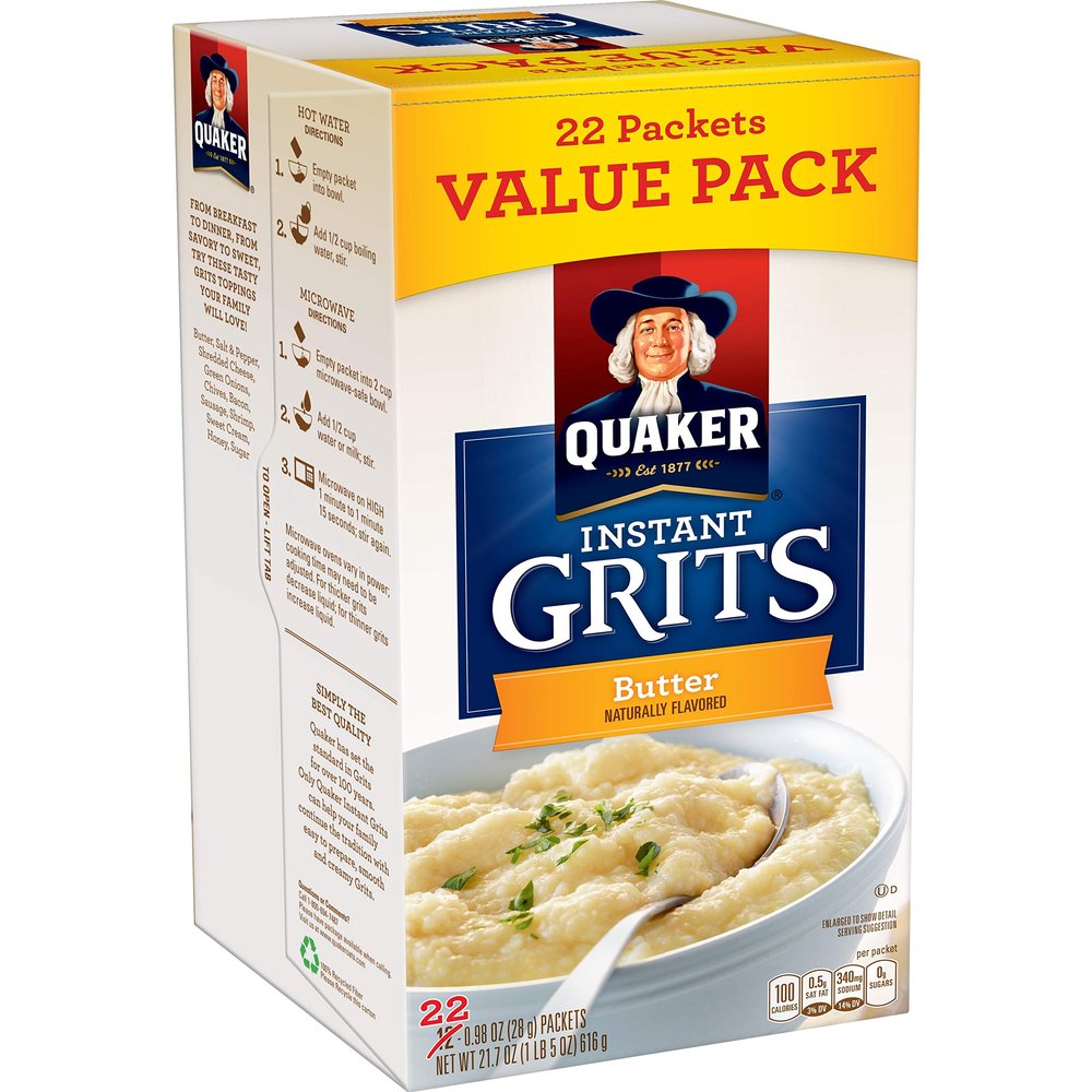Quaker Instant Grits, Butter, Value Pack, 22 Count