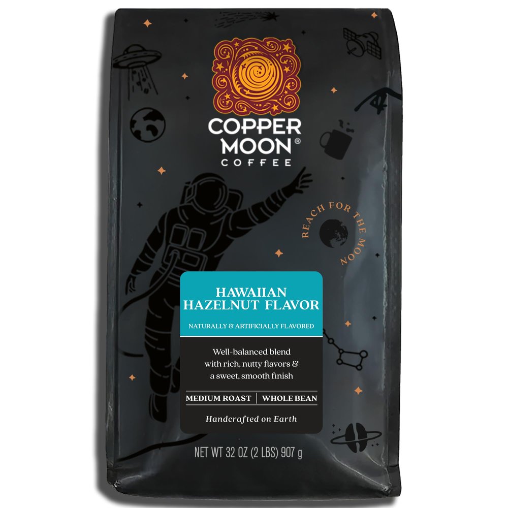 Copper Moon Whole Bean Coffee, Medium Roast, Hawaiian Hazelnut Blend, 0.9 kg