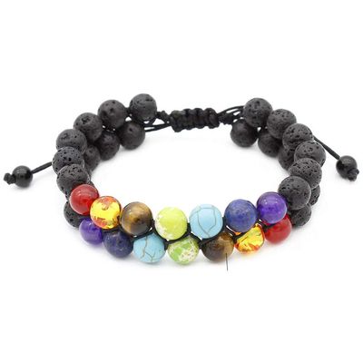 ZHIBO 8MM Volcanic Stone Double Beaded Bracelet Women Men