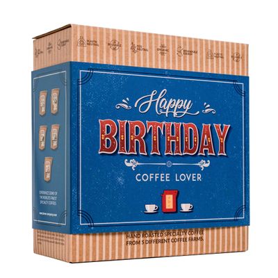 Gourmet Birthday Coffee Gift Set for Men & Women  5 of The World's Finest Single Estate Specialty & Organic Coffees | Brew & Enjoy Anytime, Anywhere | Hamper Style Letterbox Gift Idea for Him & Her