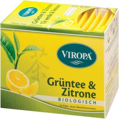 Green Tea Lemon Tea Organic 15 Tea Bags - Viropa