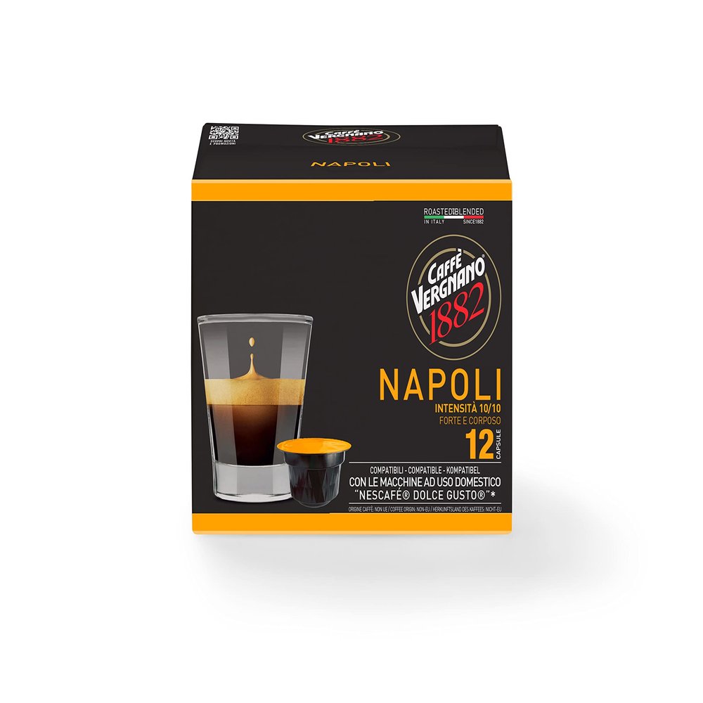 Caff Vergnano 1882 - Coffee Capsules Compatible With Nescaf Dolce Gusto, Napoli - 1 Pack Of 12 Capsules