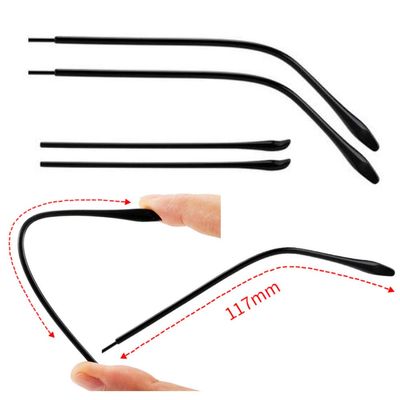 2 Pairs TR Material Eyeglasses Replacement Accessories Ear Anti-Slip Holder Long Temple Tips Ear Pads Tube Eyewear Retainers Replacement Tips for Thin Metal Eyeglass Legs(Black)
