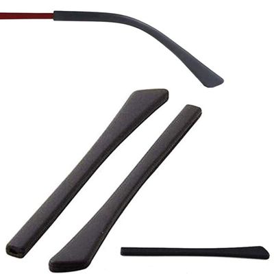 2 Pairs Soft Silicone Eyeglasses Replacement Accessories Ear Anti-Slip Holder Long Temple Tips Ear Pads Tube Eyewear Retainers Tips(Black)