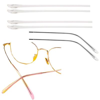 2 Pairs TR Material Eyeglasses Replacement Accessories Ear Anti-Slip Holder Long Temple Tips Ear Pads Tube Eyewear Retainers Replacement Tips for Thin Metal Eyeglass Legs(White)