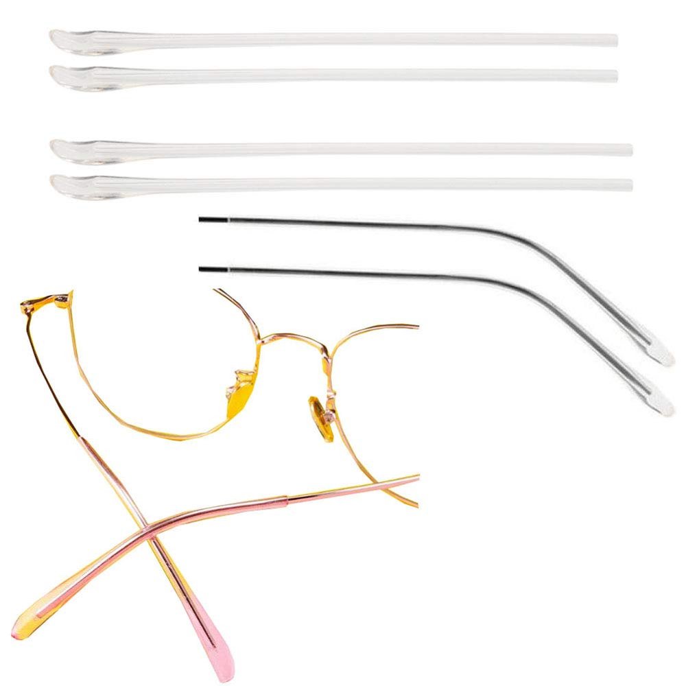 2 Pairs TR Material Eyeglasses Replacement Accessories Ear Anti-Slip Holder Long Temple Tips Ear Pads Tube Eyewear Retainers Replacement Tips for Thin Metal Eyeglass Legs(White)
