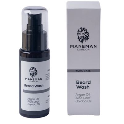 Maneman London Beard Wash | Moisturises, Cleans and Conditions Beard |Natural and organic | Argan, Jojoba & Aloe Vera oil Vitamin e | Mens Gift (60mL)