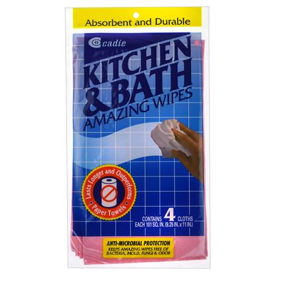 Kitchen and Bath Amazing Wipes - Absorbent and Reusable Cloth for Washing, Drying, Wiping in the Bathroom or Cuisine Surfaces | Cleaning Sink, Tiles, Bathtub, Walls, Mirror or Floors | 2-Pack by Cadie
