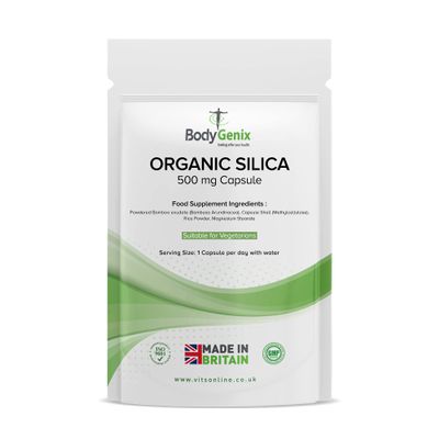Bodygenix Silica 500mg Capsules Silicon Bamboo Extract Rich Supplement (120) 4 Month Supply