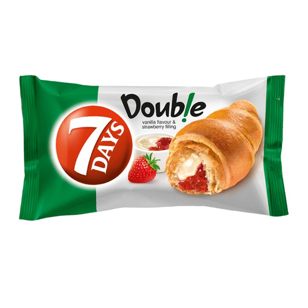 7 Days Double Croissant with Vanilla & Strawberry Filling 80g x 20 Packs