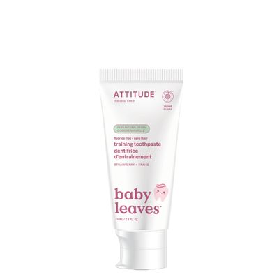 ATTITUDE Baby & Child Fluoride-Free Training Toothpaste, Natural, Vegan, EWG Verified, Strawberry, 75 Grams