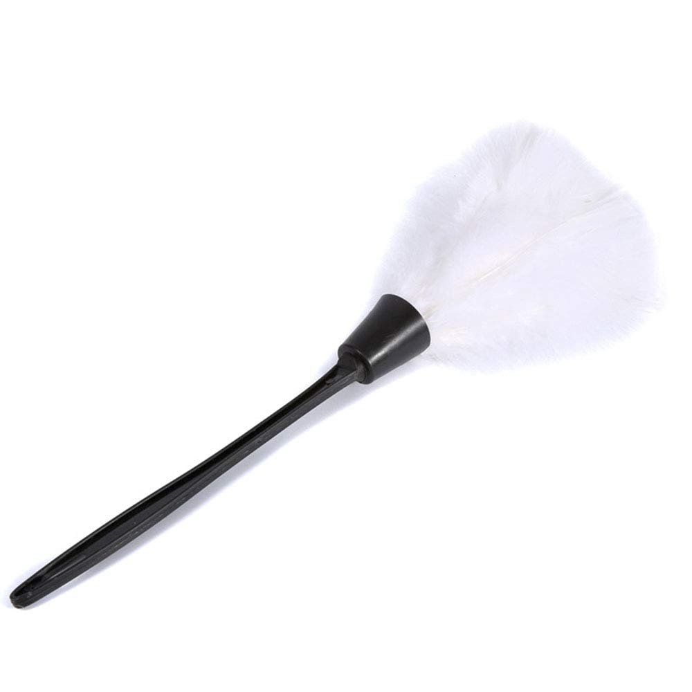 1pc Fashion Turkey Feather Duster with Black Plastic Handle Cleaning Tool White 35cm Stylish and Popular