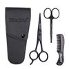 3pcs/set Beard Mustache Scissors and Comb Kit for Grooming and Trimming Facial Hair Mini Nose Scissors Portable Mustache Comb Male's Beard Care Products(black) view 1