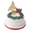 Gold Merry Christmas Cake Topper Holly Tree Snowflake Decoration Cupcake Muffin Yule Log Cupcake Toppers (3 Piece Green Holly Set) view 4