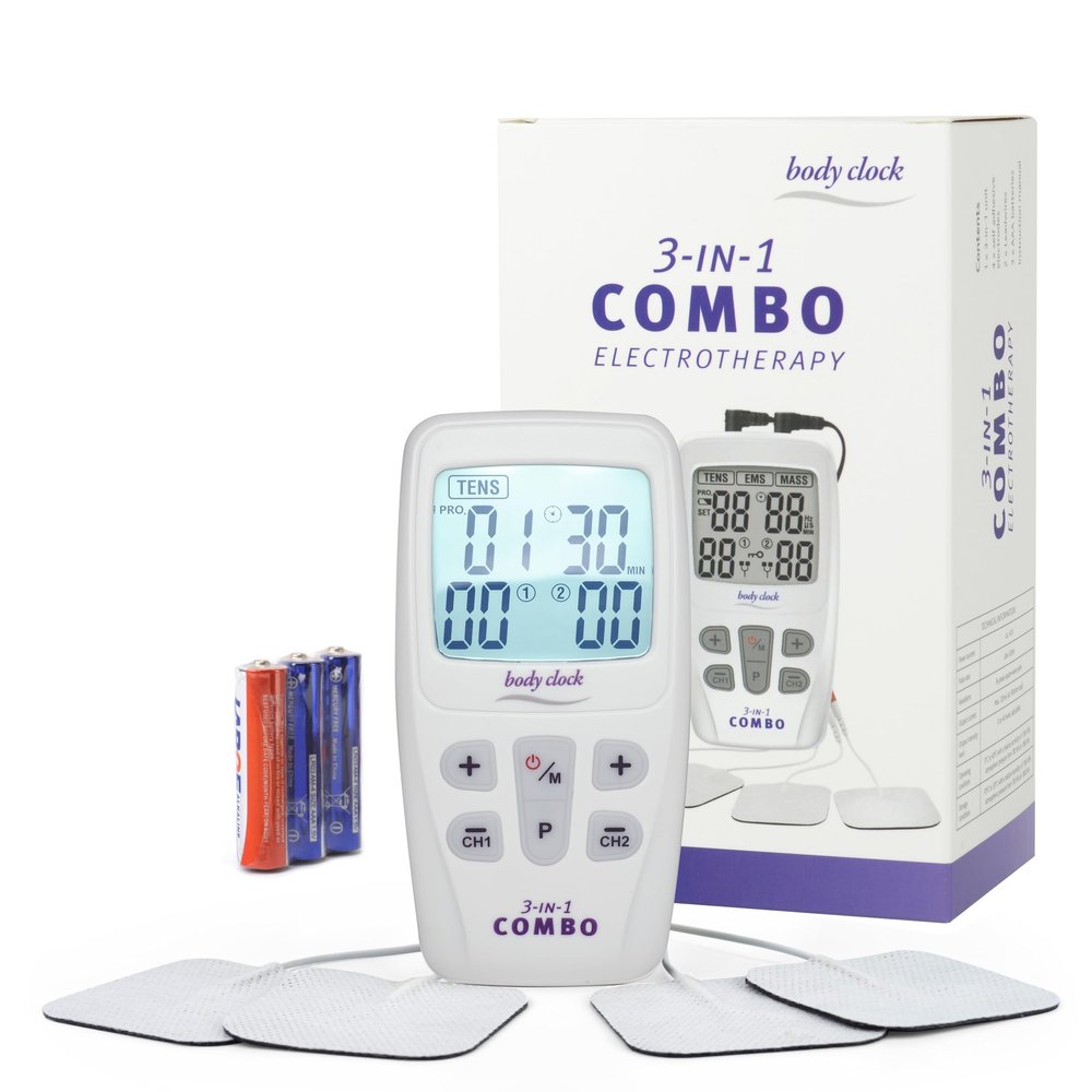 3-in-1 Combo TENS ELECTROTHERAPY - Digital TENS & EMS Machine | Drug-Free Natural Pain Relief | 3-in-1 Pain Relief, Rehabilitation & Massage | 22 Programmes | 2 Channels | 4 Electrodes