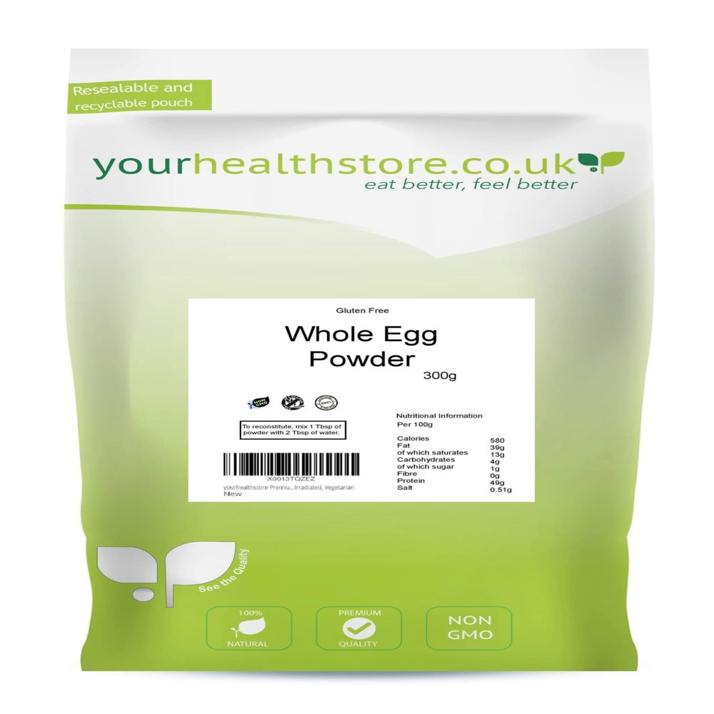yourhealthstore Premium Whole Egg Powder 300g, Free Range, Perfect for Scrambled Eggs, No Additives, Not Irradiated, Vegetarian, Non GMO Gluten Free, 100% Pure.