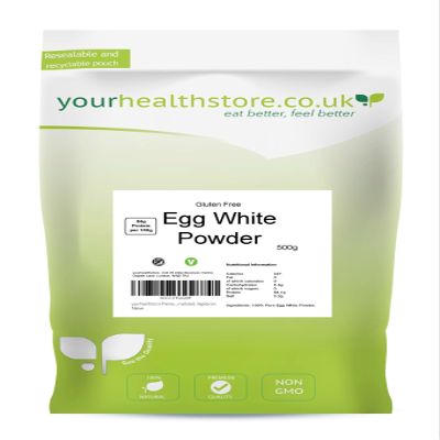 Egg White Powder 500g by yourhealthstore, Free Range, 84% Protein, No Additives, 100% Pure.