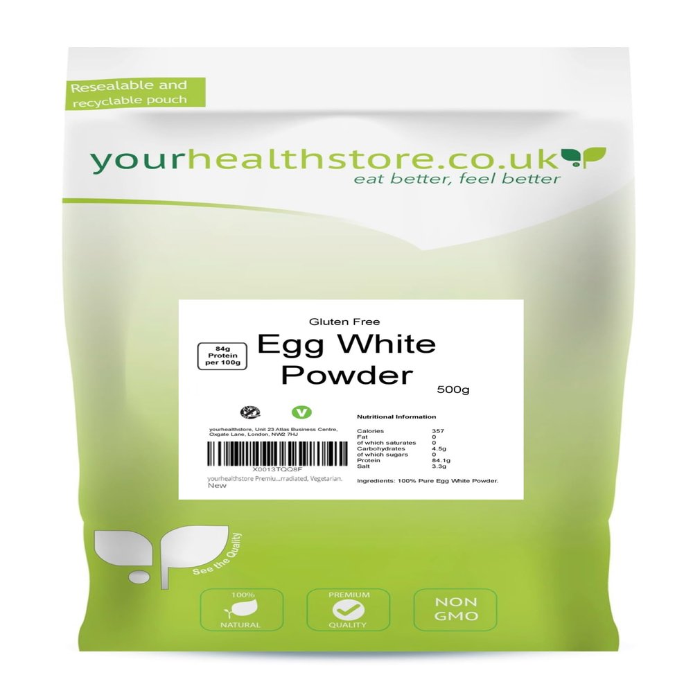 Egg White Powder 500g by yourhealthstore, Free Range, 84% Protein, No Additives, 100% Pure.