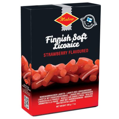 Halva Finnish Soft Sweet Strawberry Liquorice (Vegetarian) 200g Box