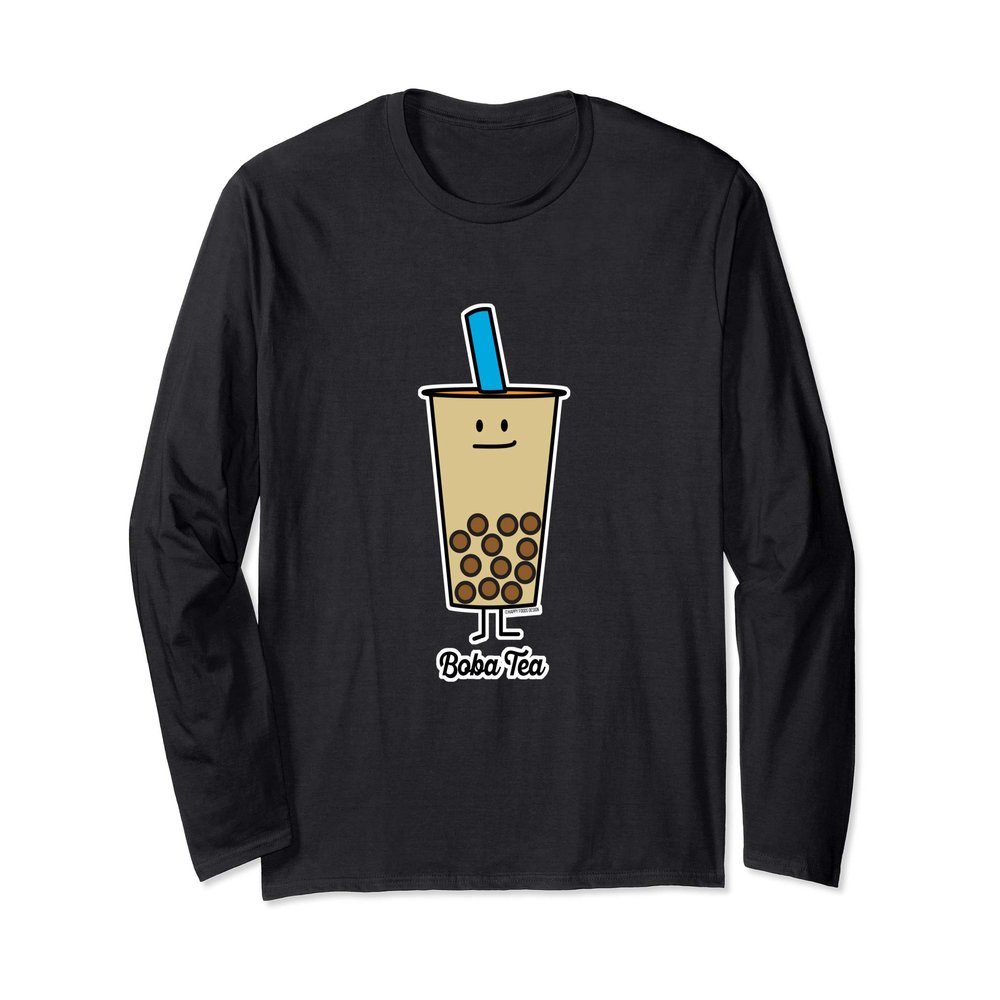 Boba Bubble Pearl Milk Tea Tapioca balls with straw Long Sleeve T-Shirt