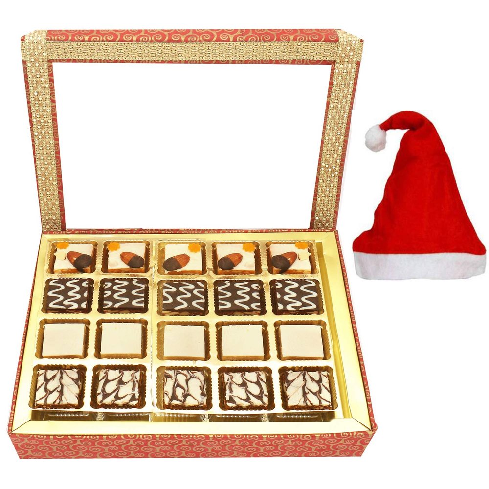 Ghasitaram Gifts Christmas Gifts - 20 pcs Assorted Choco Dryfruit Bites 500 GMS Hamper Box