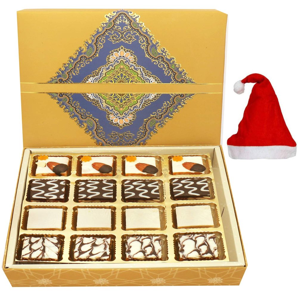 Ghasitaram Gifts Christmas Gifts - 16 pcs Assorted Choco Dryfruit Bites SQ Box 400 GMS