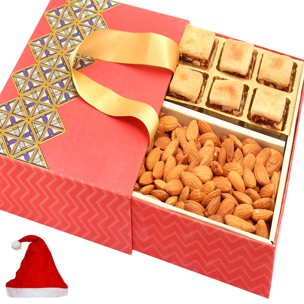 Ghasitaram Gifts Christmas Gifts - 2 Part Almonds and Baked Anjeer Bites Bag Box 250 GMS